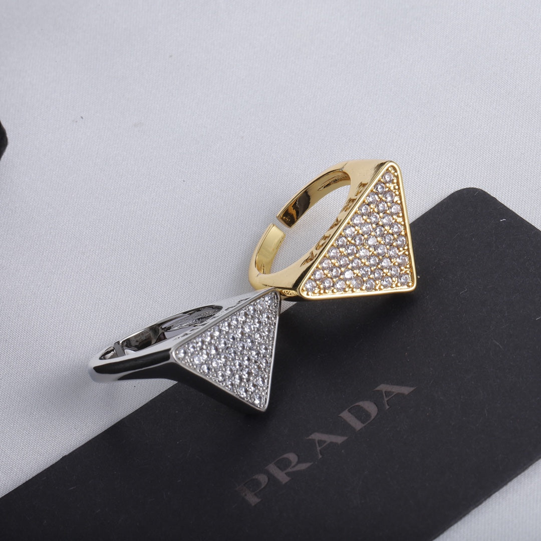 Prada Statement Crystal Triangle Open Ring – Luxury Designer Jewelry – product image 5