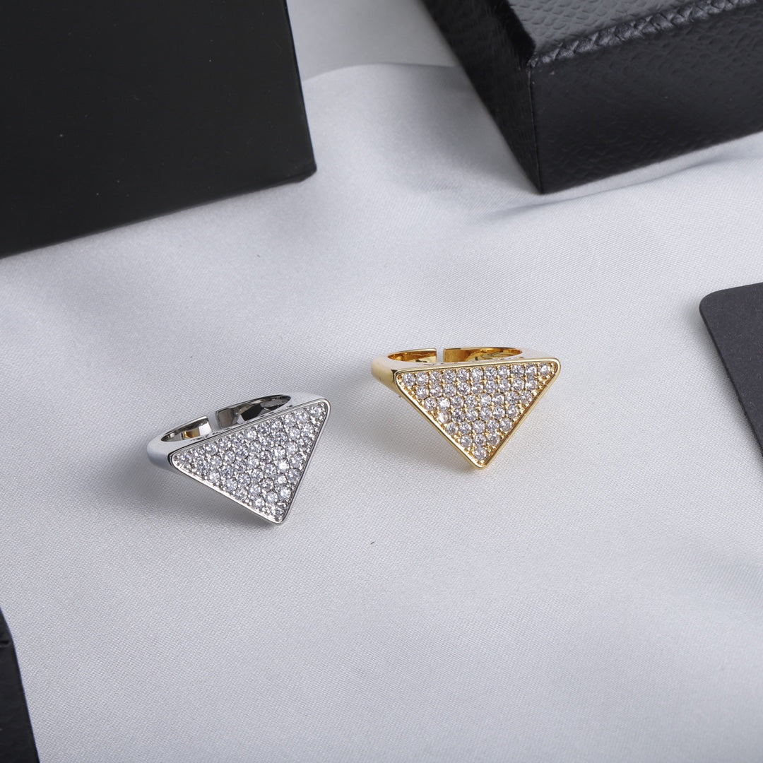 Prada Statement Crystal Triangle Open Ring – Luxury Designer Jewelry – product image 6