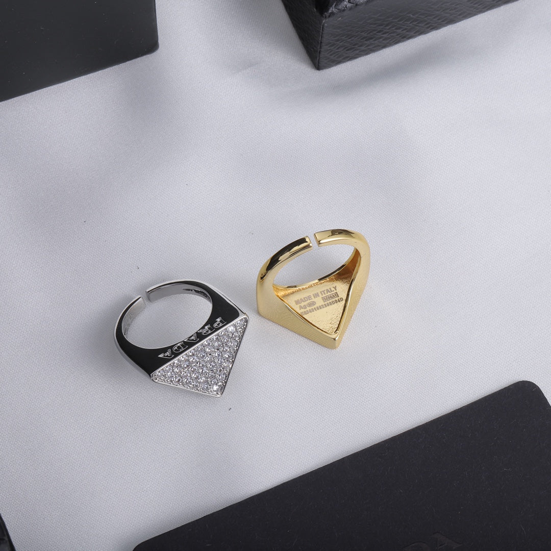 Prada Statement Crystal Triangle Open Ring – Luxury Designer Jewelry – product image 8