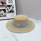 Prada straw sun hat with blue trim