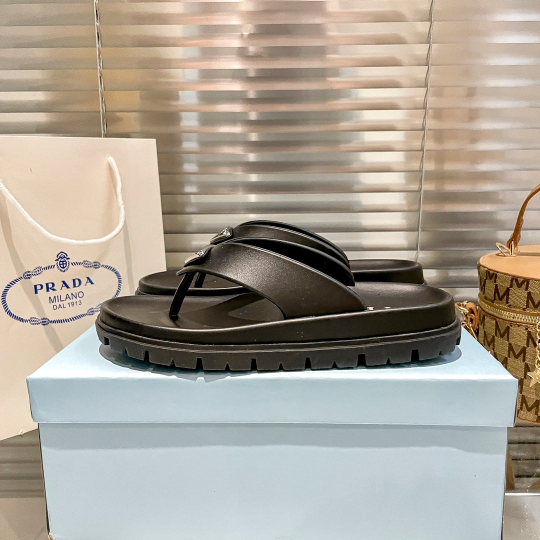 Prada Triangle Logo Rubber Flip Flops – slippers product image 10
