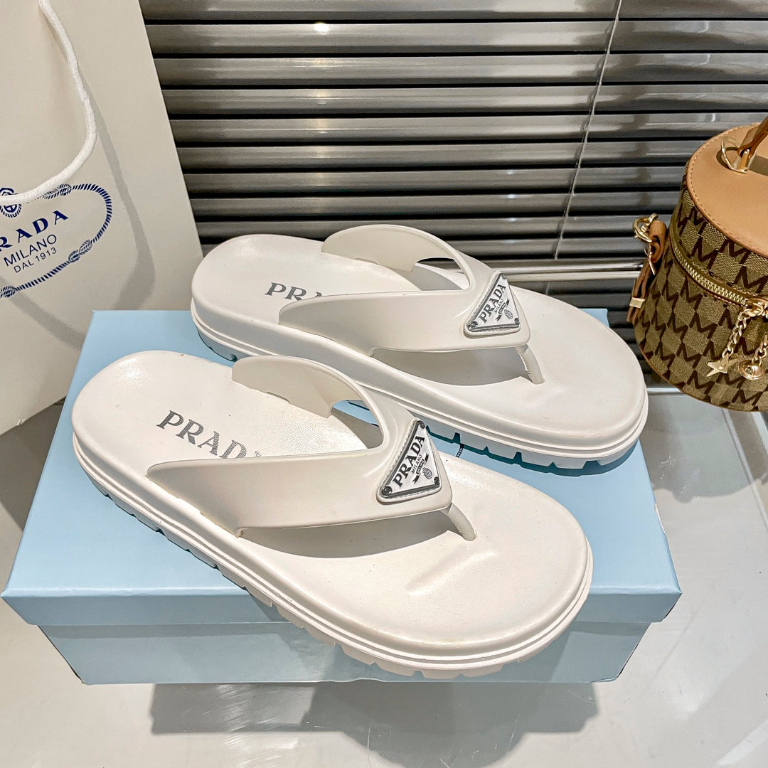 Prada Triangle Logo Rubber Flip Flops – slippers product image 11