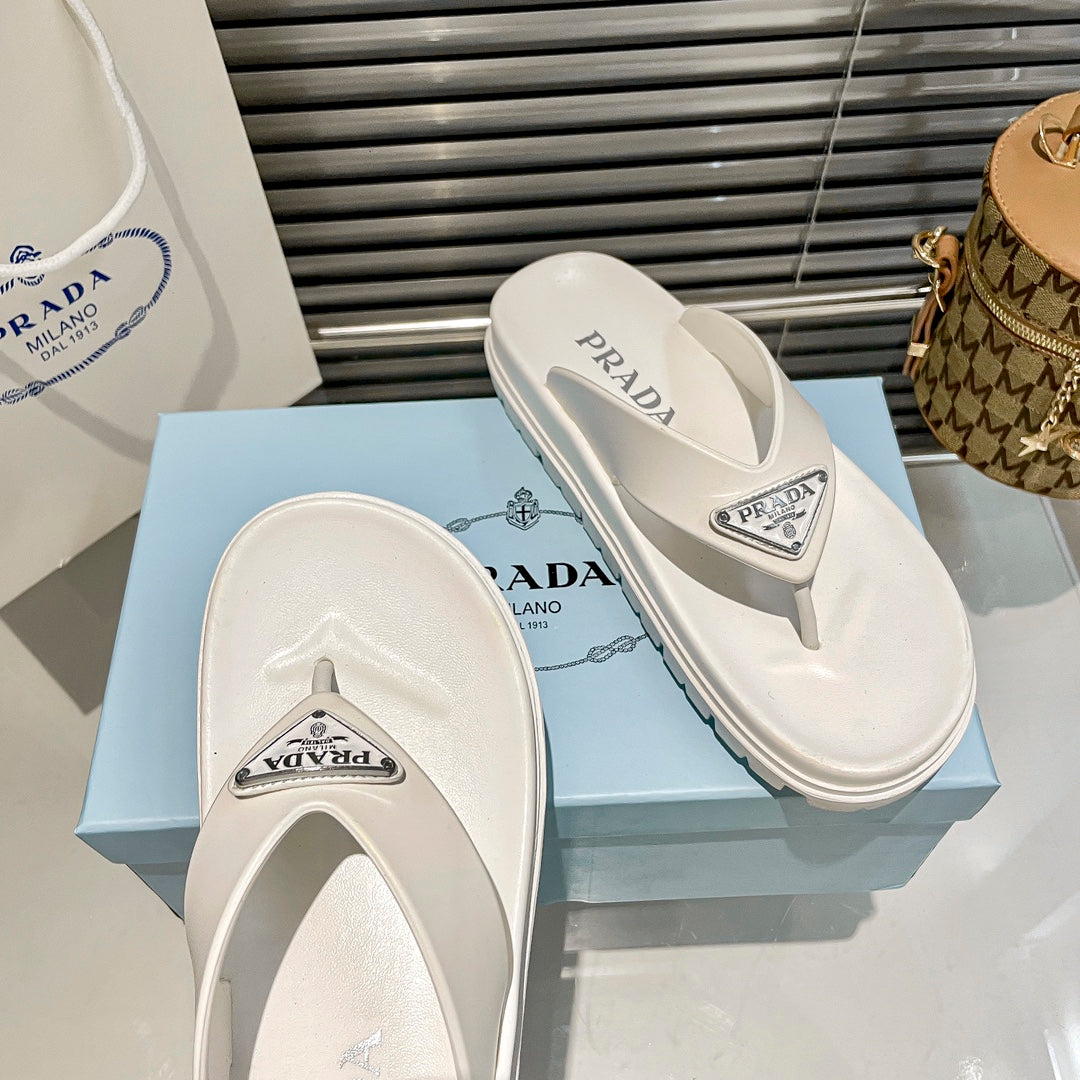 Prada Triangle Logo Rubber Flip Flops – slippers product image 12