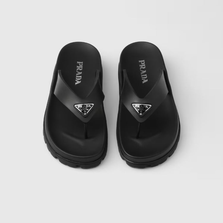 Prada Triangle Logo Rubber Flip Flops – slippers product image 7
