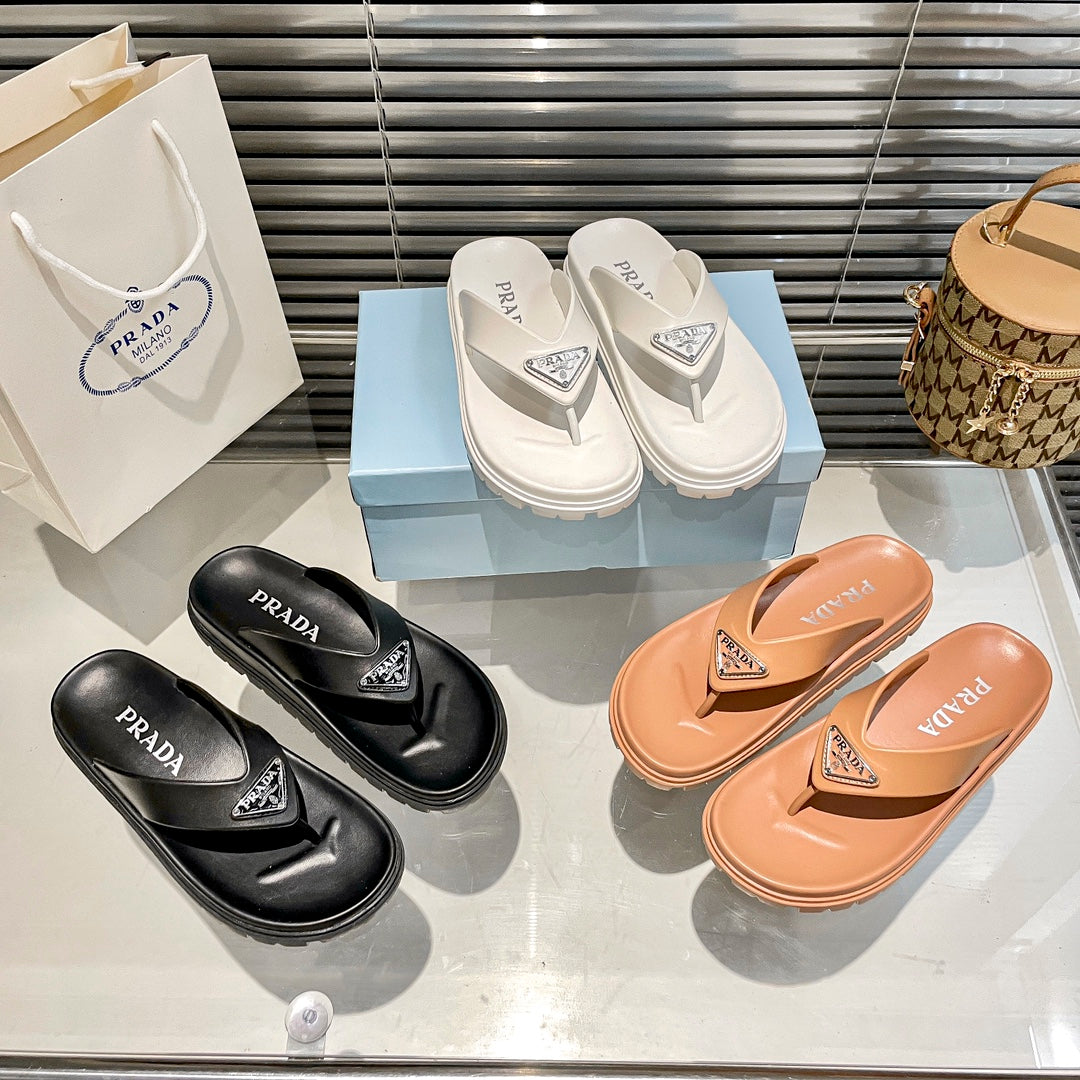 Prada Triangle Logo Rubber Flip Flops – slippers product image 8