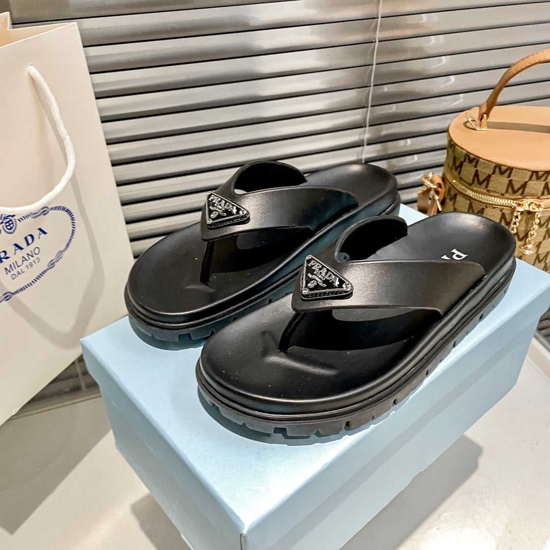 Prada Triangle Logo Rubber Flip Flops – slippers product image 9