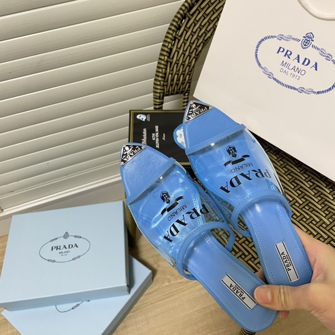 Prada Triangle Logo Transparent Flat Slippers – slippers product image 12