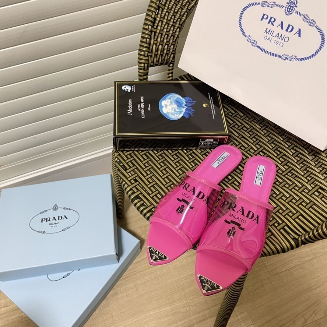 Prada Triangle Logo Transparent Flat Slippers – slippers product image 4