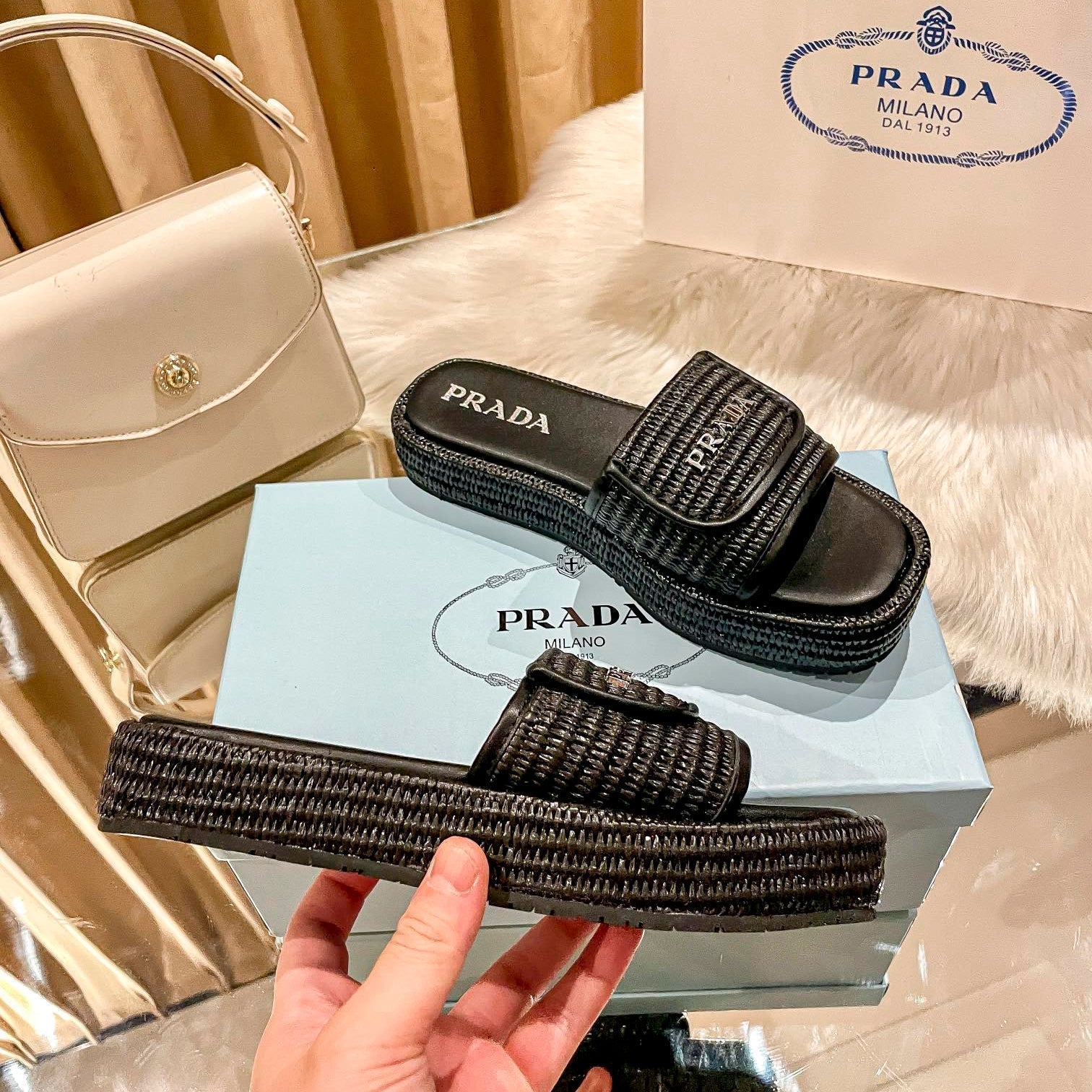 Prada Woven Thick-Soled Slippers – slippers product image 10