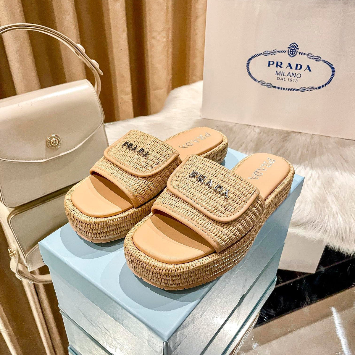 Prada Woven Thick-Soled Slippers – slippers product image 7