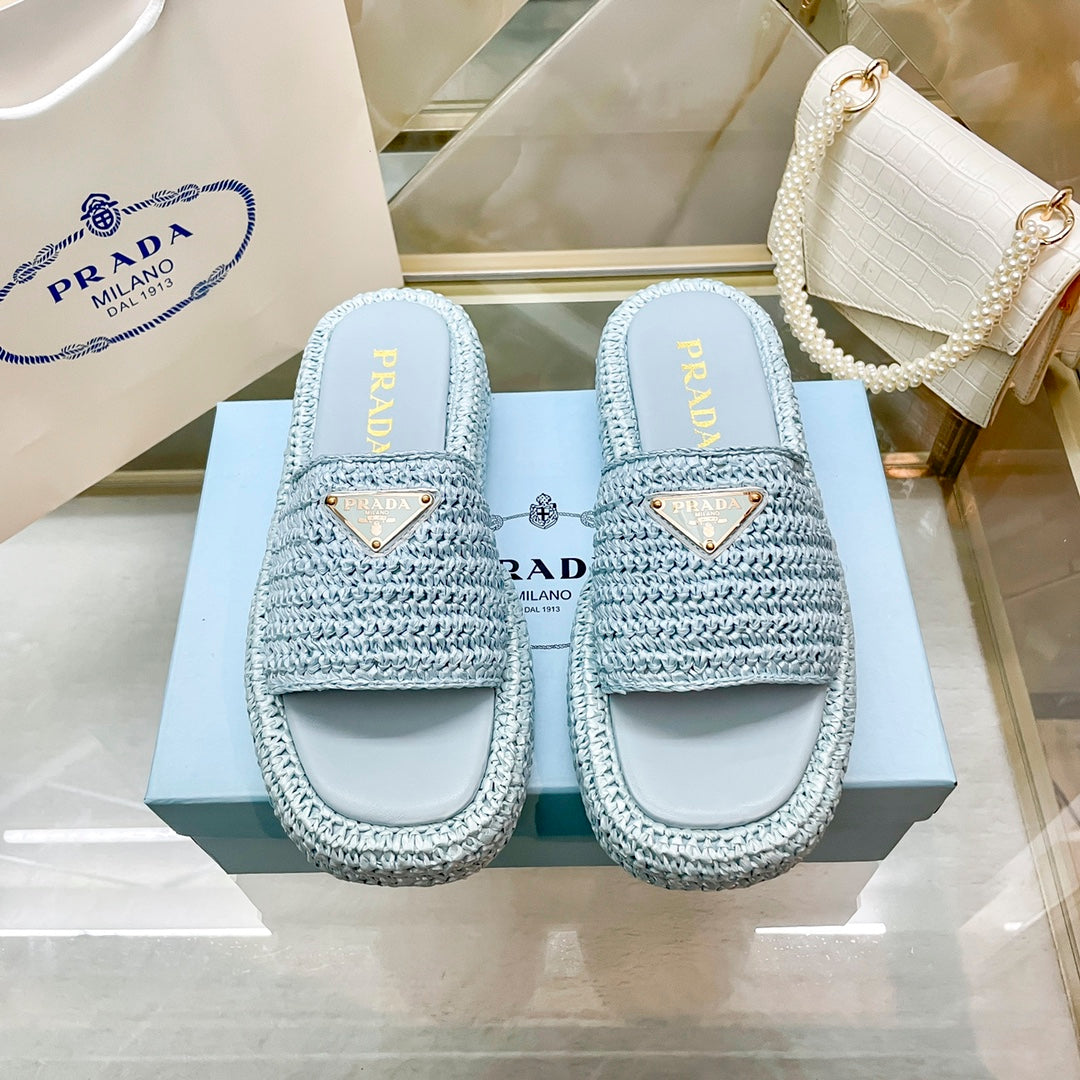 Prada Woven Triangle Logo Slippers – slippers product image 1