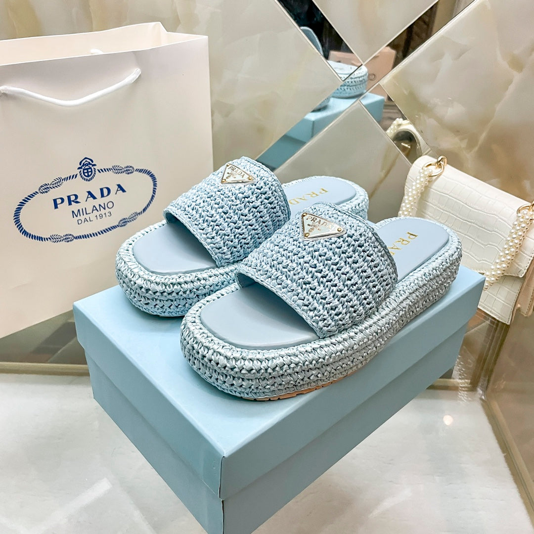 Prada Woven Triangle Logo Slippers – slippers product image 12