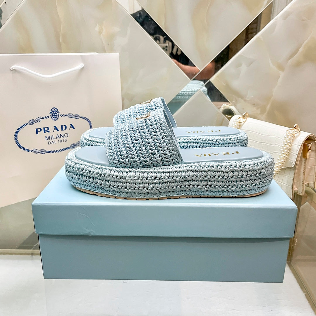 Prada Woven Triangle Logo Slippers – slippers product image 13