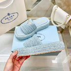 Prada Woven Triangle Logo Slippers – slippers product image 14