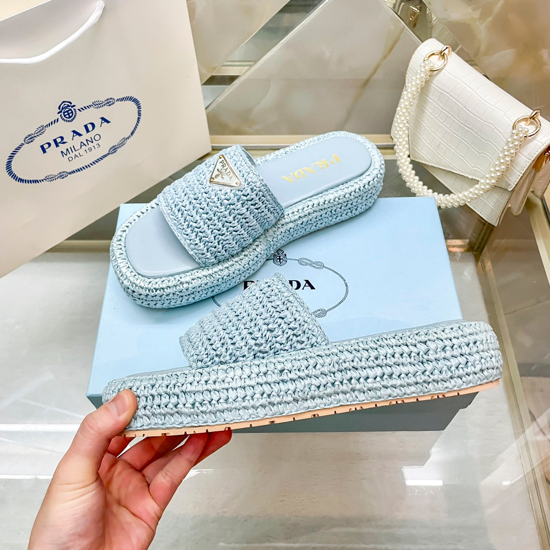 Prada Woven Triangle Logo Slippers – slippers product image 14