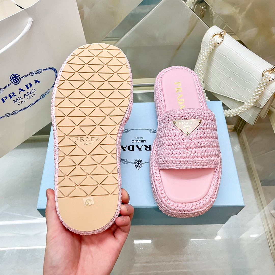 Prada Woven Triangle Logo Slippers – slippers product image 16