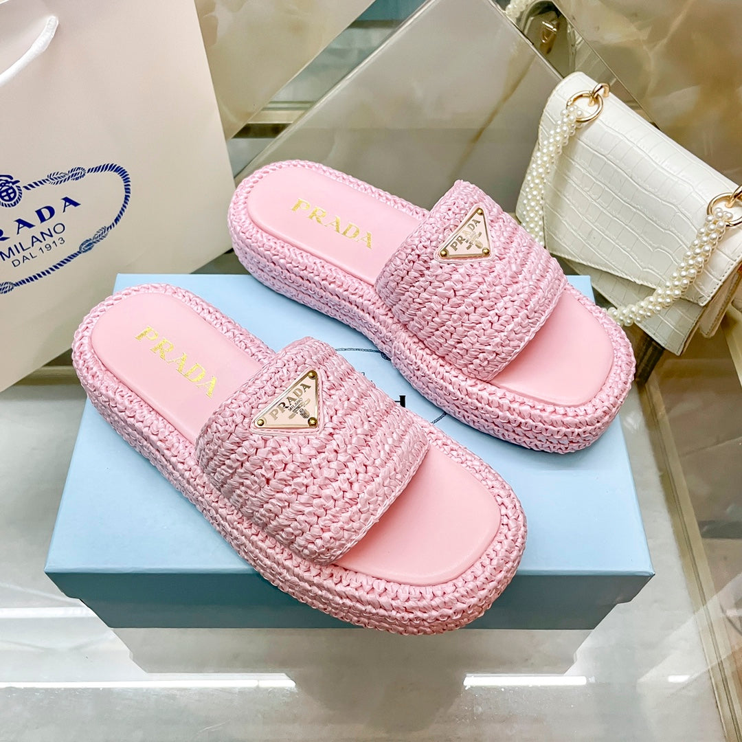 Prada Woven Triangle Logo Slippers – slippers product image 2