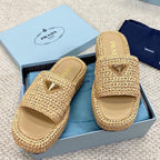 Prada Woven Triangle Logo Slippers – slippers product image 3