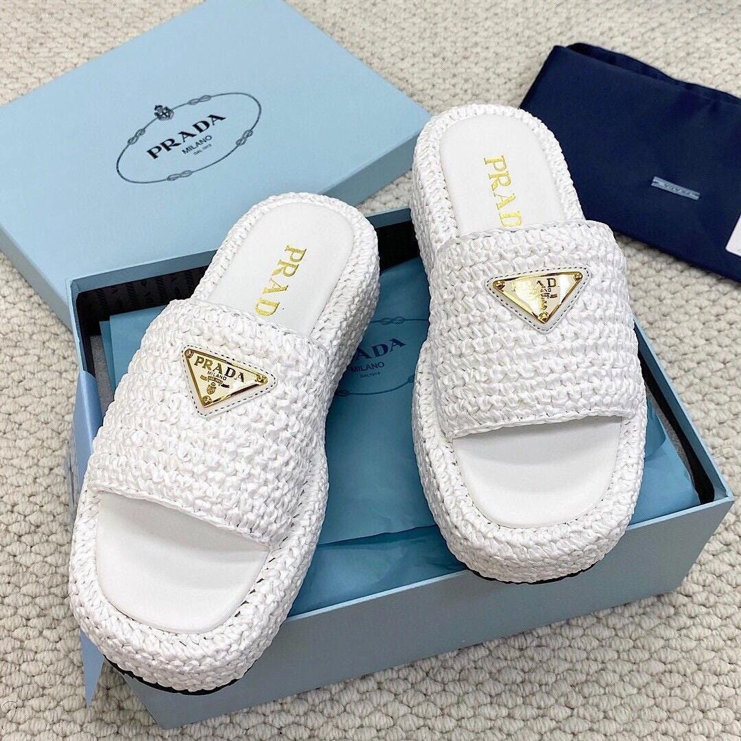 Prada Woven Triangle Logo Slippers – slippers product image 5