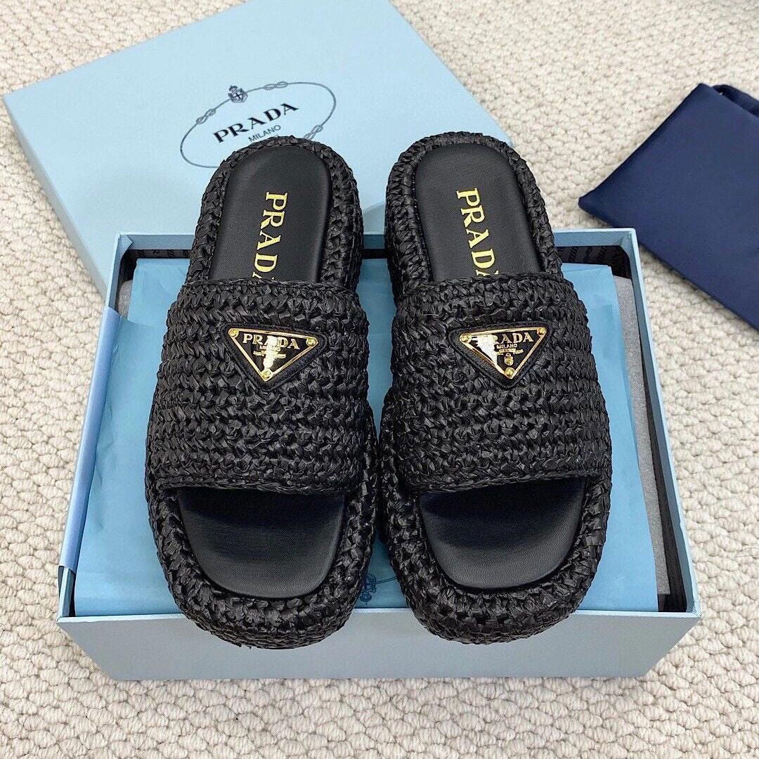 Prada Woven Triangle Logo Slippers – slippers product image 6