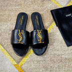 Saint Laurent Classic Gold Signature Flat Slippers – slippers product image 1