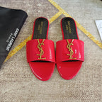 Saint Laurent Classic Gold Signature Flat Slippers – slippers product image 11