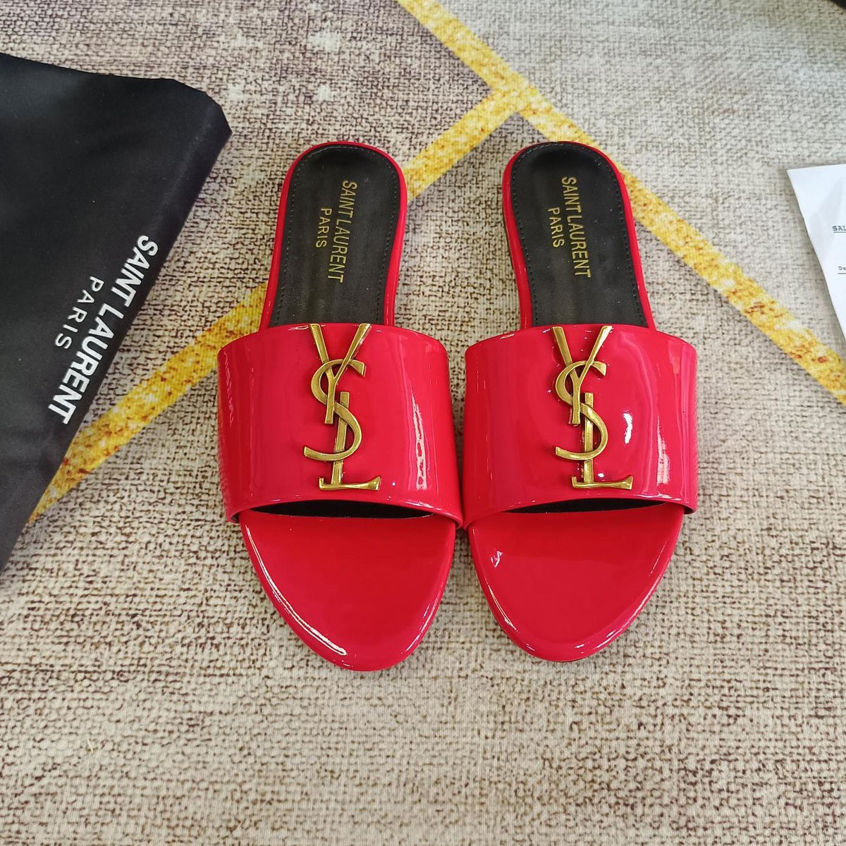 Saint Laurent Classic Gold Signature Flat Slippers – slippers product image 11