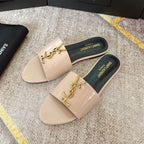 Saint Laurent Classic Gold Signature Flat Slippers – slippers product image 13