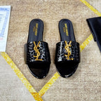 Saint Laurent Classic Gold Signature Flat Slippers – slippers product image 3