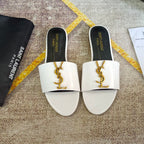 Saint Laurent Classic Gold Signature Flat Slippers – slippers product image 5