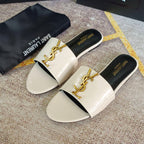 Saint Laurent Classic Gold Signature Flat Slippers – slippers product image 6