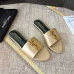 Saint Laurent Classic Gold Signature Flat Slippers – slippers product image 8