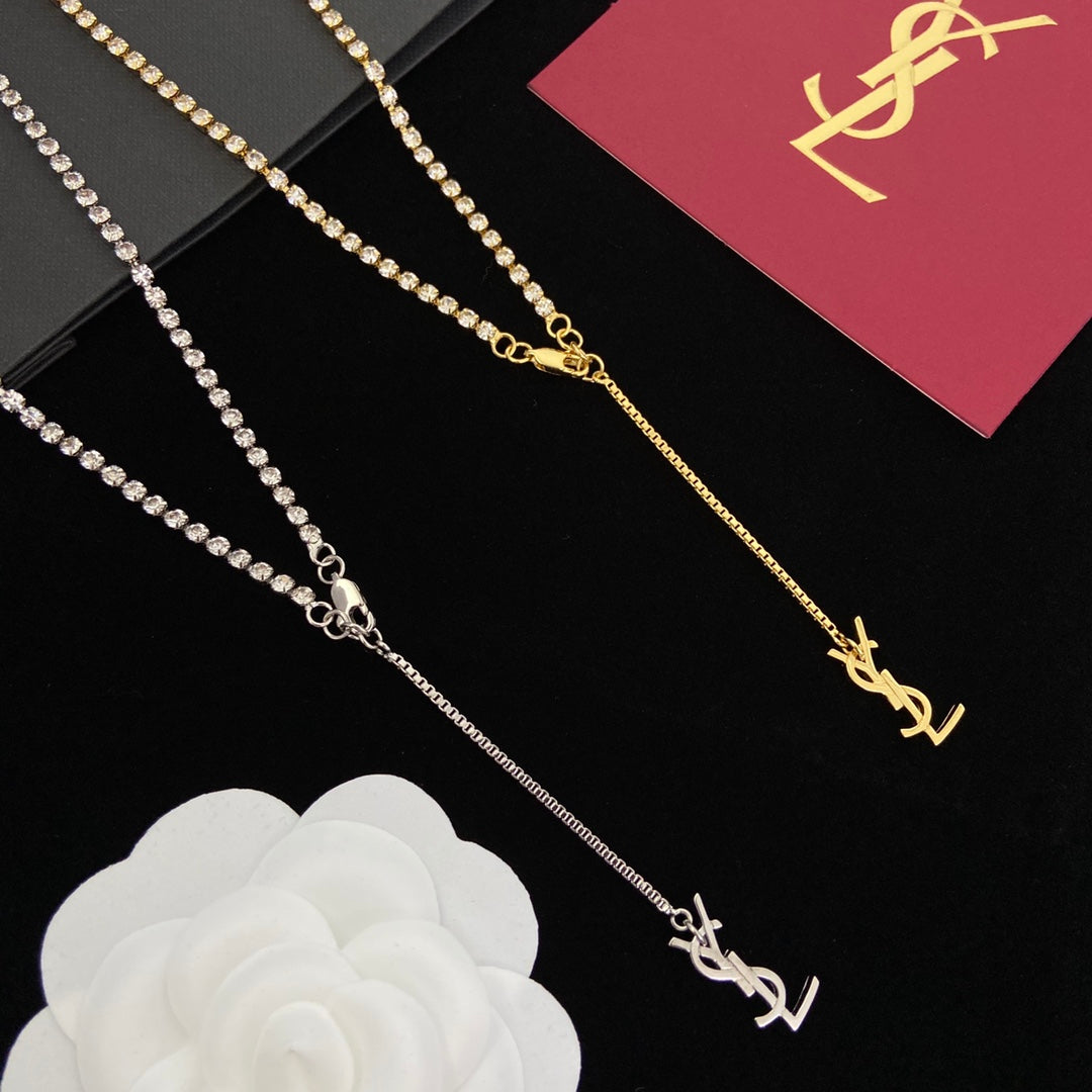 Saint Laurent Crystal Crystal Long Pendant Necklace – Luxury Designer Jewelry – product image 8