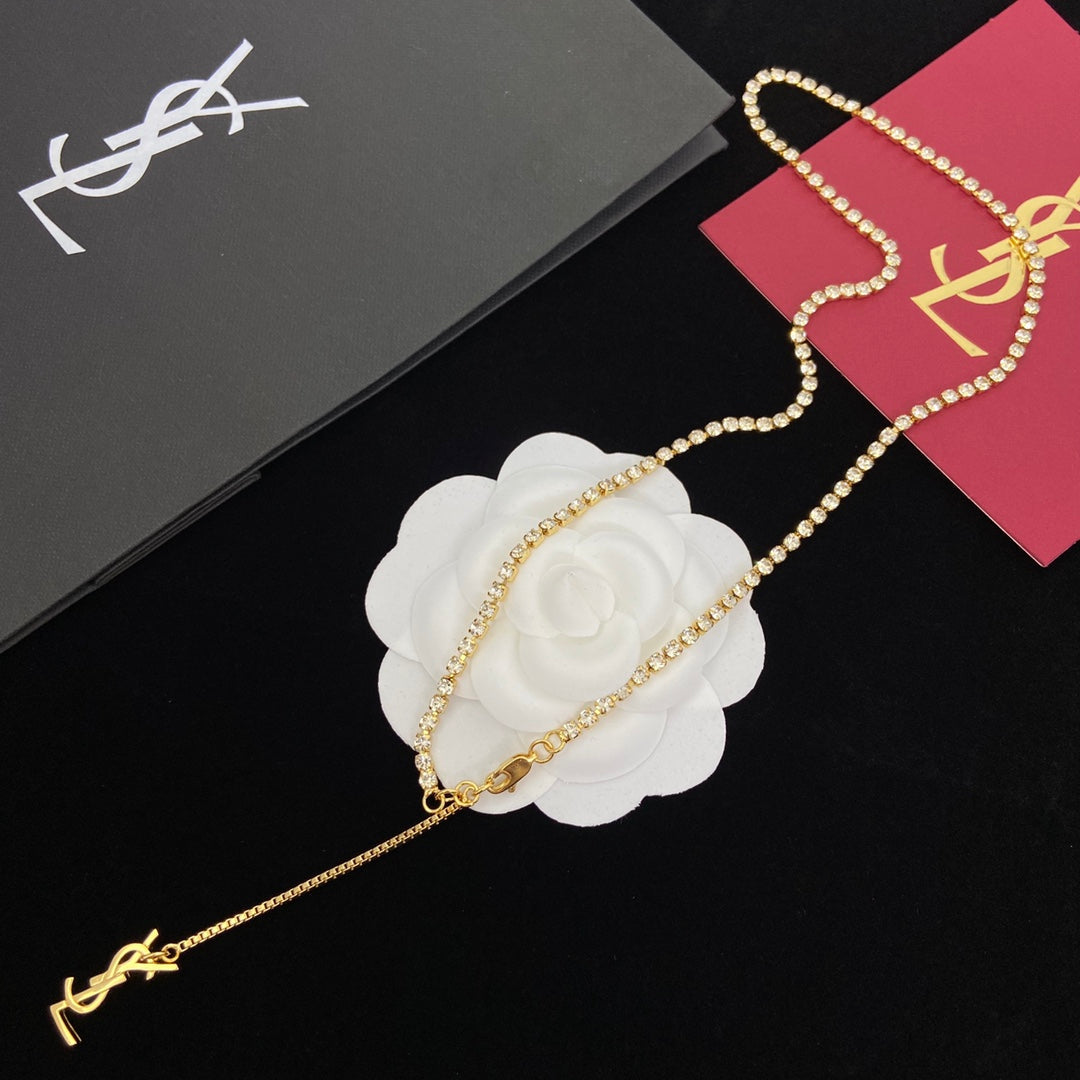 Saint Laurent Crystal Crystal Long Pendant Necklace – Luxury Designer Jewelry – product image 11
