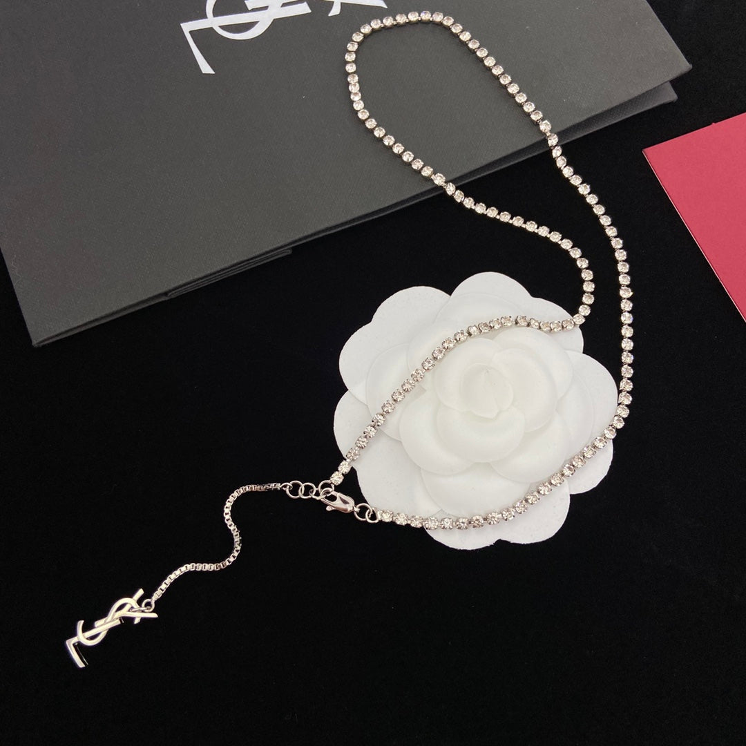 Saint Laurent Crystal Crystal Long Pendant Necklace – Luxury Designer Jewelry – product image 12
