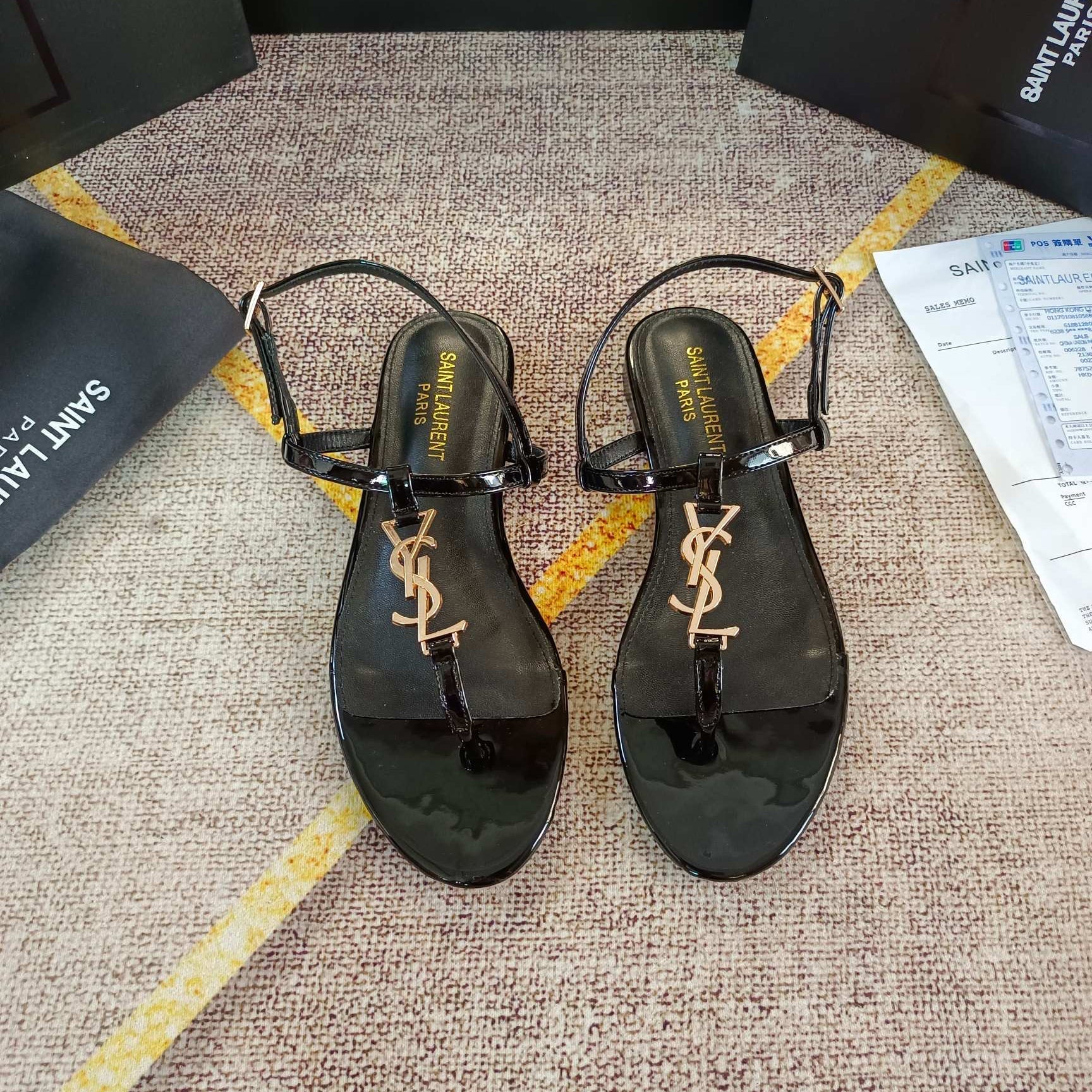 Saint Laurent Logo-embellished leather slingback sandals – sandals product image 1