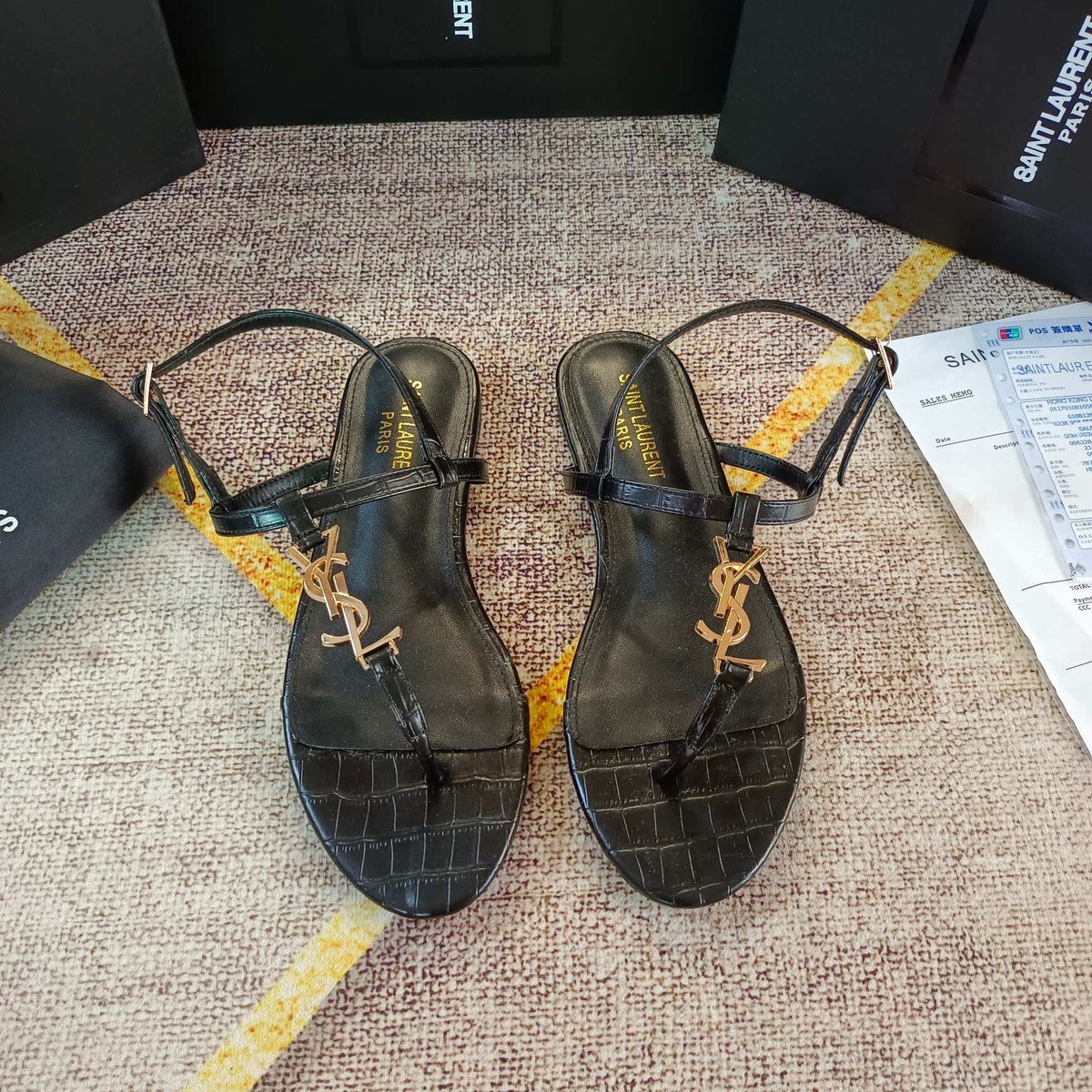 Saint Laurent Logo-embellished leather slingback sandals – sandals product image 2