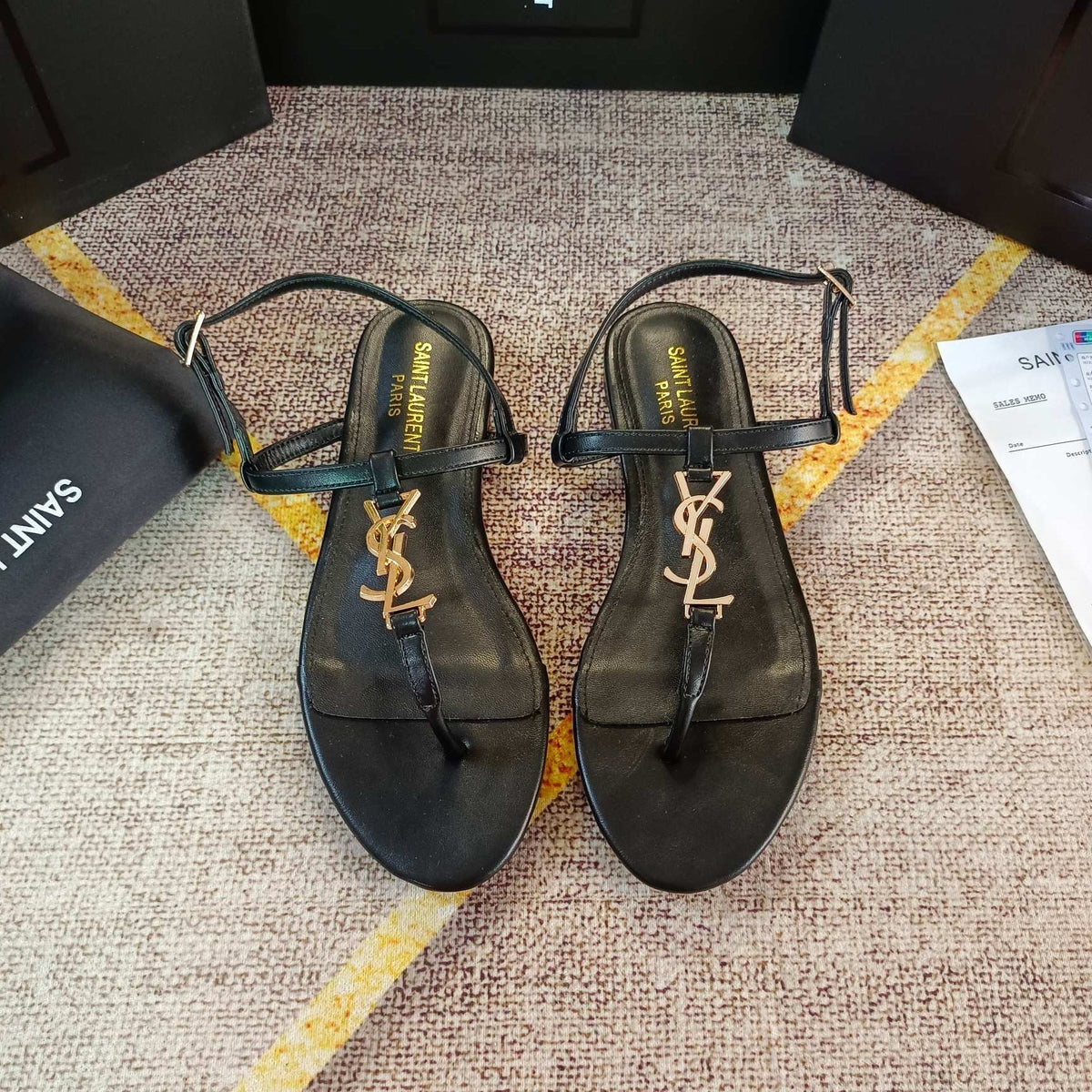 Saint Laurent Logo-embellished leather slingback sandals – sandals product image 3