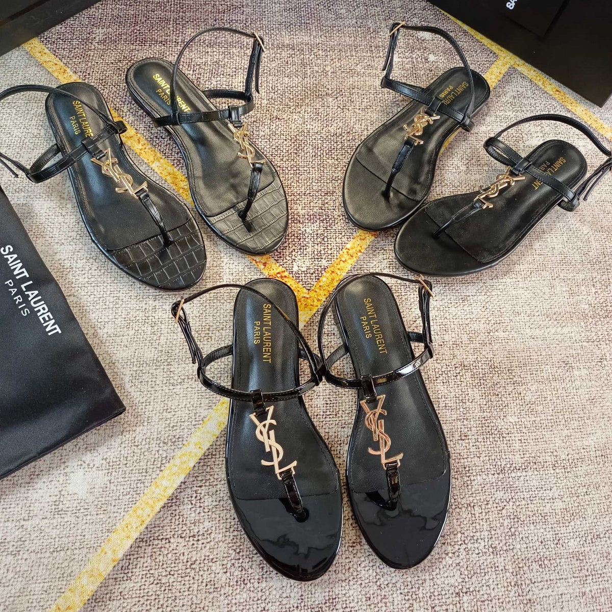 Saint Laurent Logo-embellished leather slingback sandals – sandals product image 9