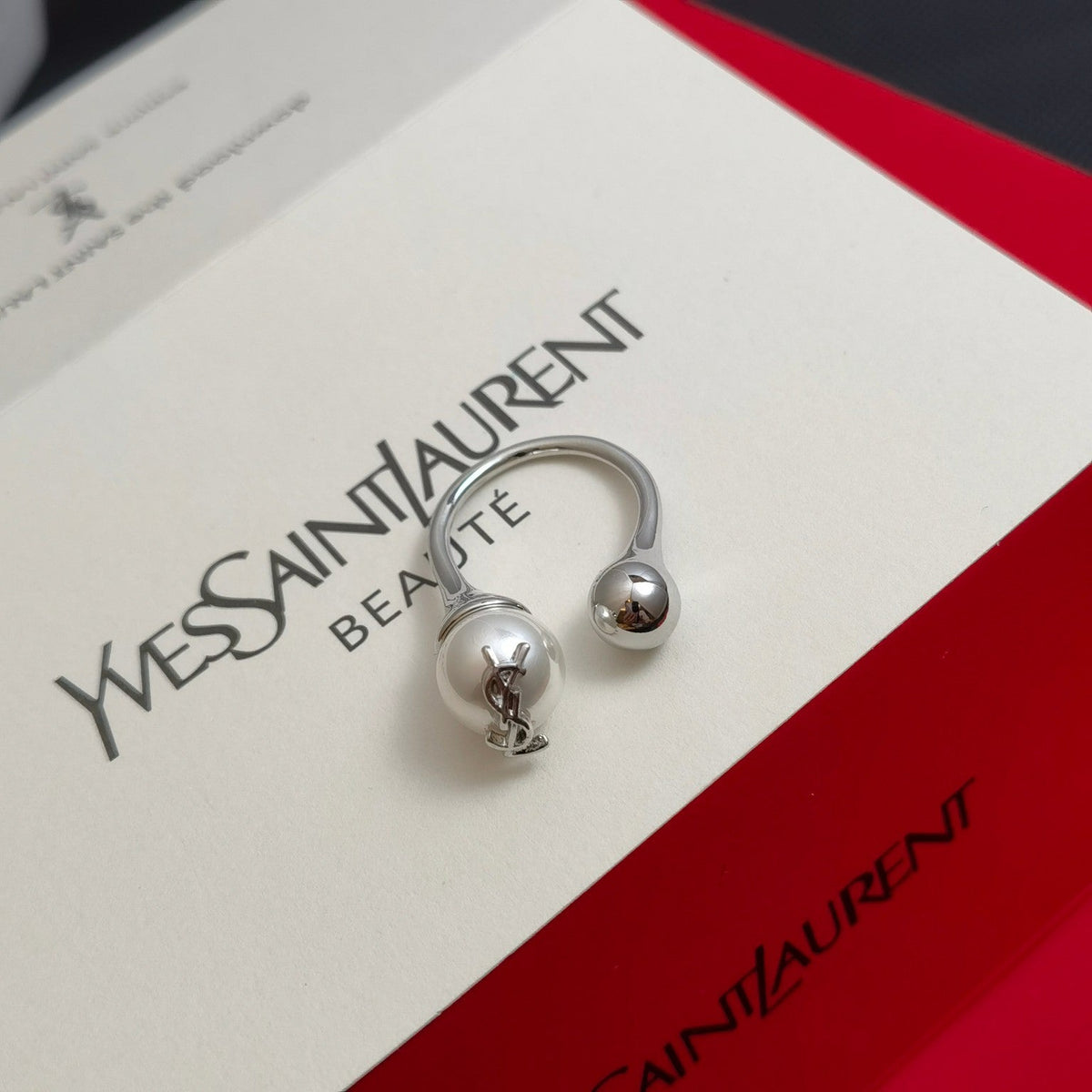 Saint Laurent Pearl Statement Open Ring – Luxury Designer Jewelry – product image 4