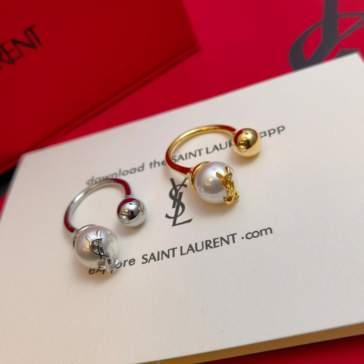 Saint Laurent Pearl Statement Open Ring – Luxury Designer Jewelry – product image 6