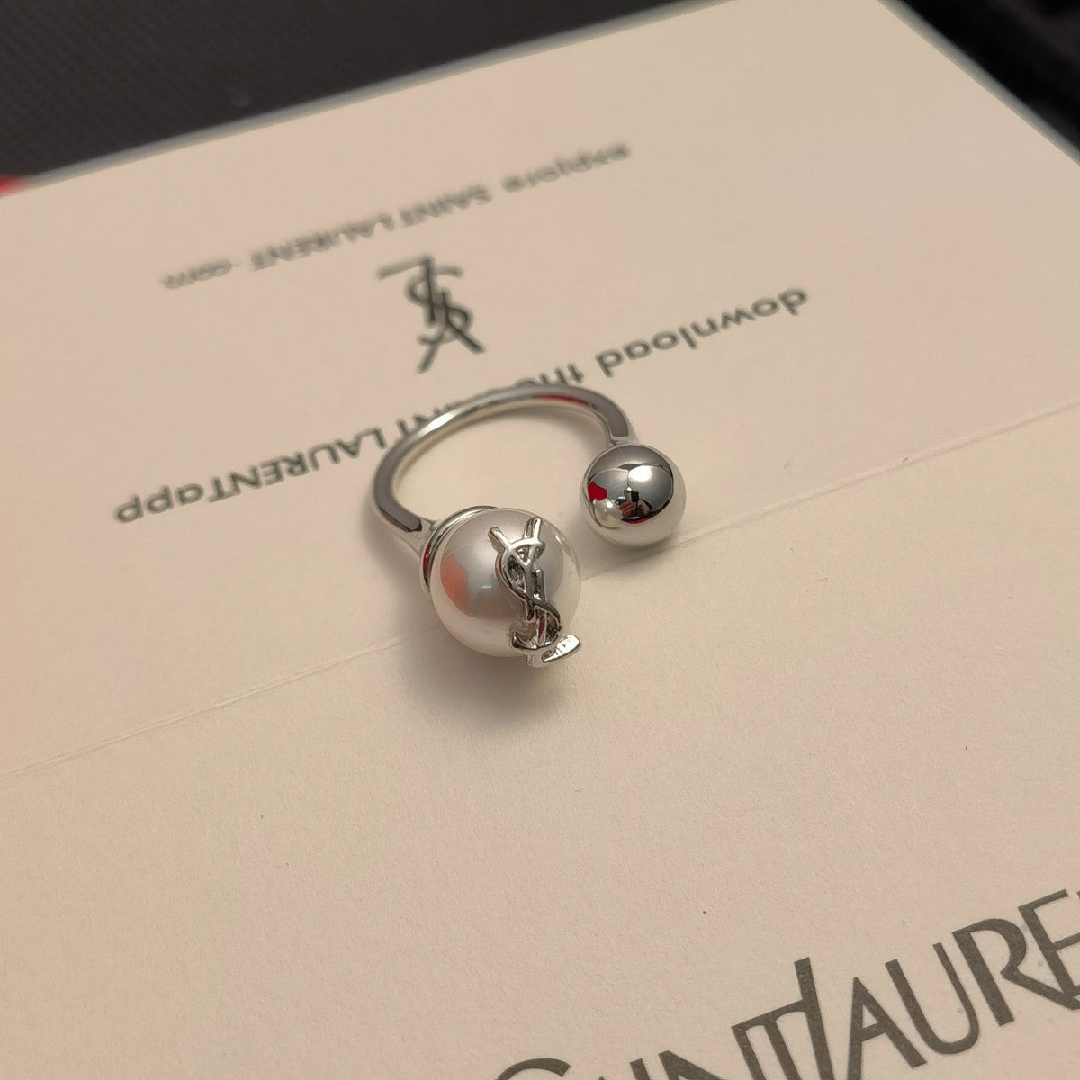 Saint Laurent Pearl Statement Open Ring – Luxury Designer Jewelry – product image 8