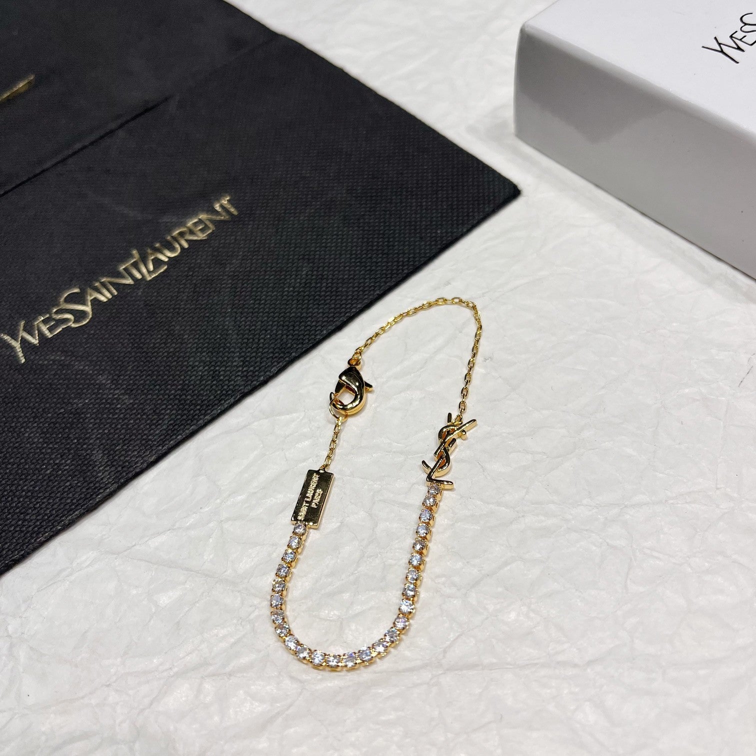 Saint Laurent Rhinestone Logo Bracelet – Luxury Jewelry – product image 2