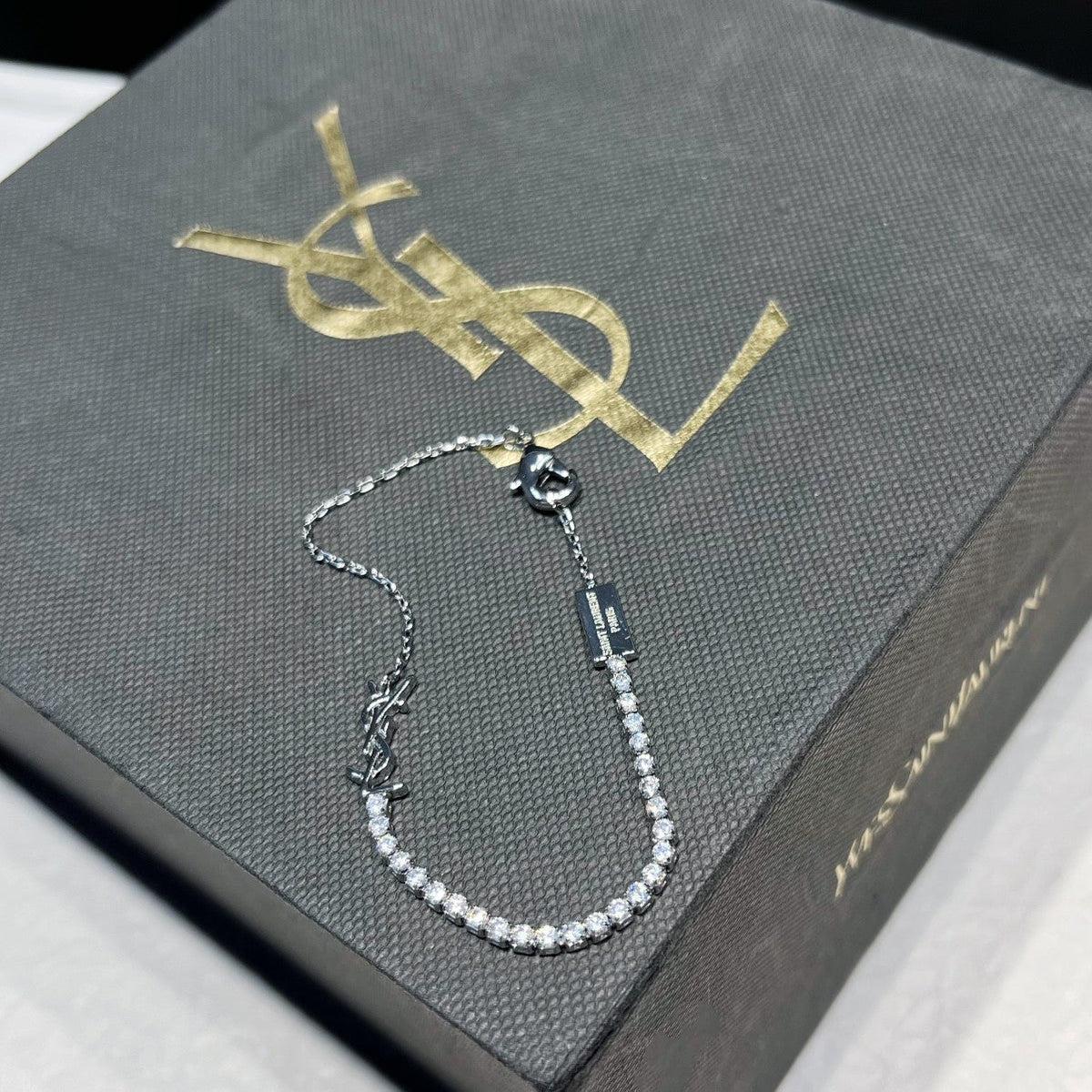 Saint Laurent Rhinestone Logo Bracelet – Luxury Jewelry – product image 4