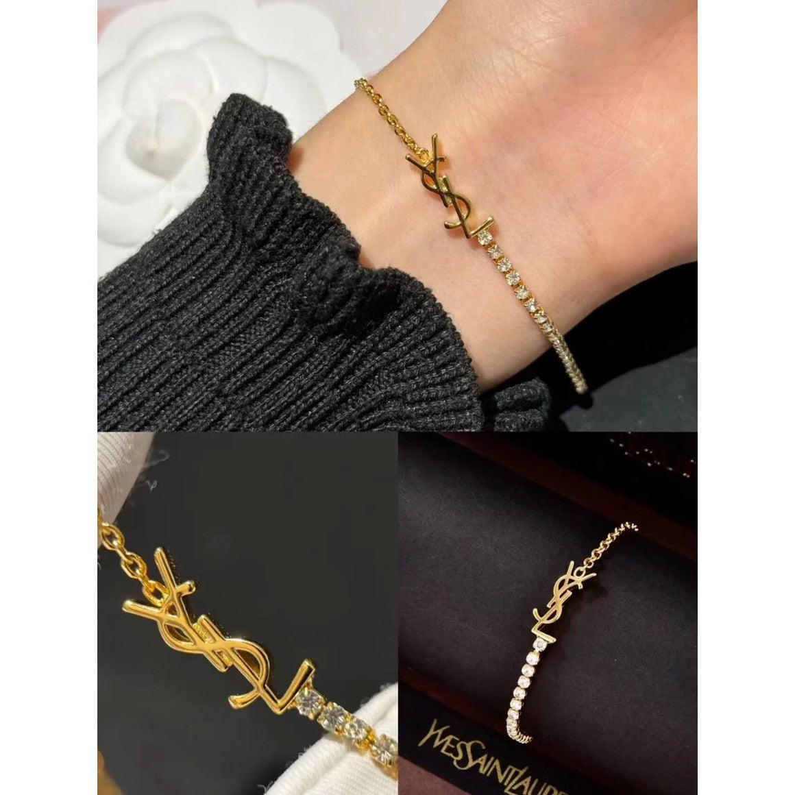 Saint Laurent Rhinestone Logo Bracelet – Luxury Jewelry – product image 7