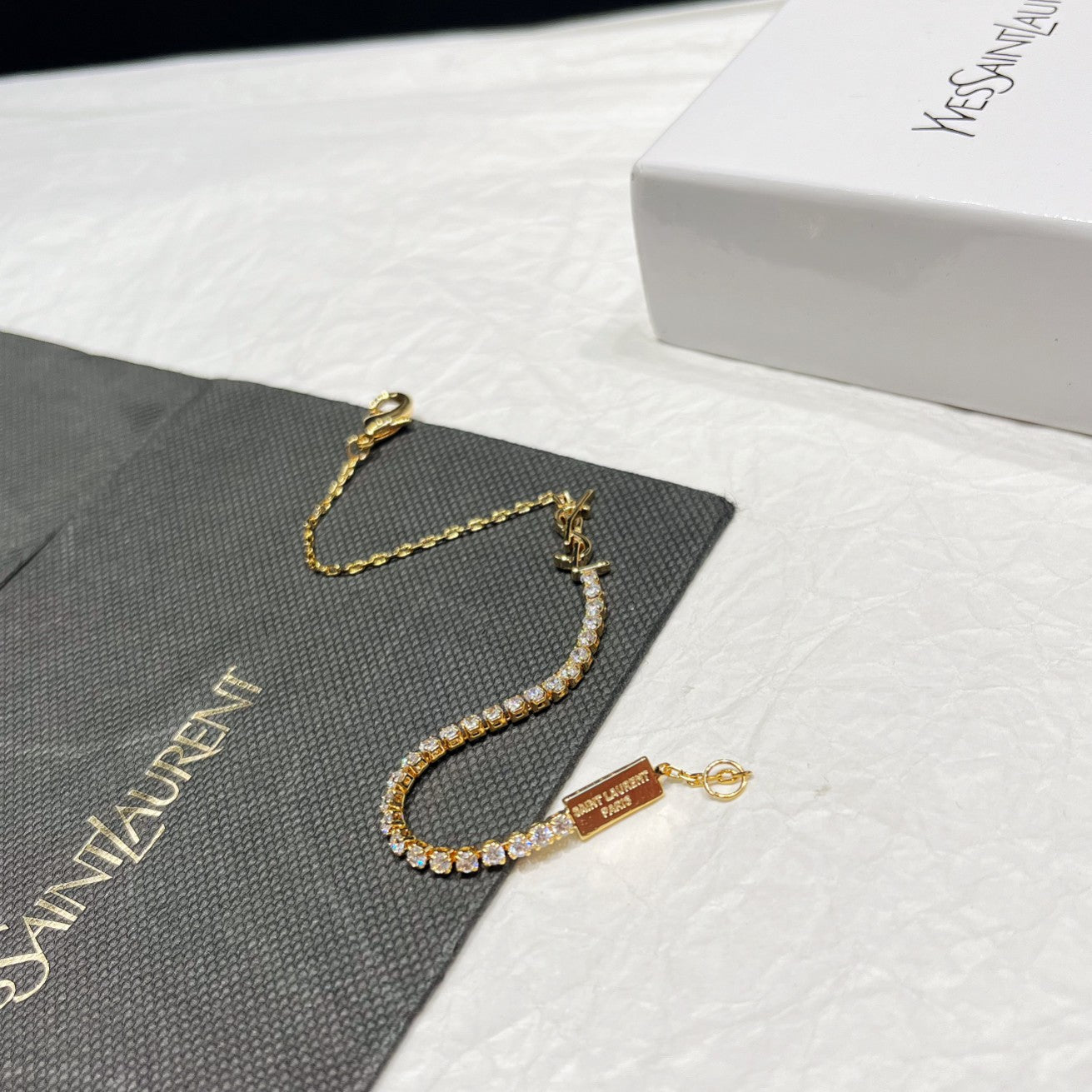 Saint Laurent Rhinestone Logo Bracelet – Luxury Jewelry – product image 8