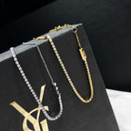 Saint Laurent Rhinestone Logo Necklace – Luxury Designer Jewelry – product image 6