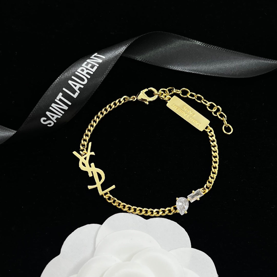 Saint Laurent Simple Letters Crystal Adjustable Bracelet – Luxury Jewelry – product image 1