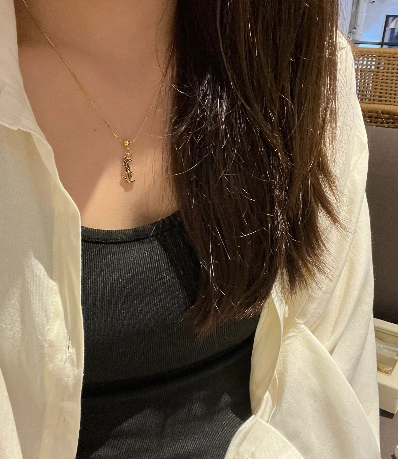 Saint Laurent Y Adjustable Brass Necklace – Luxury Designer Jewelry – product image 6