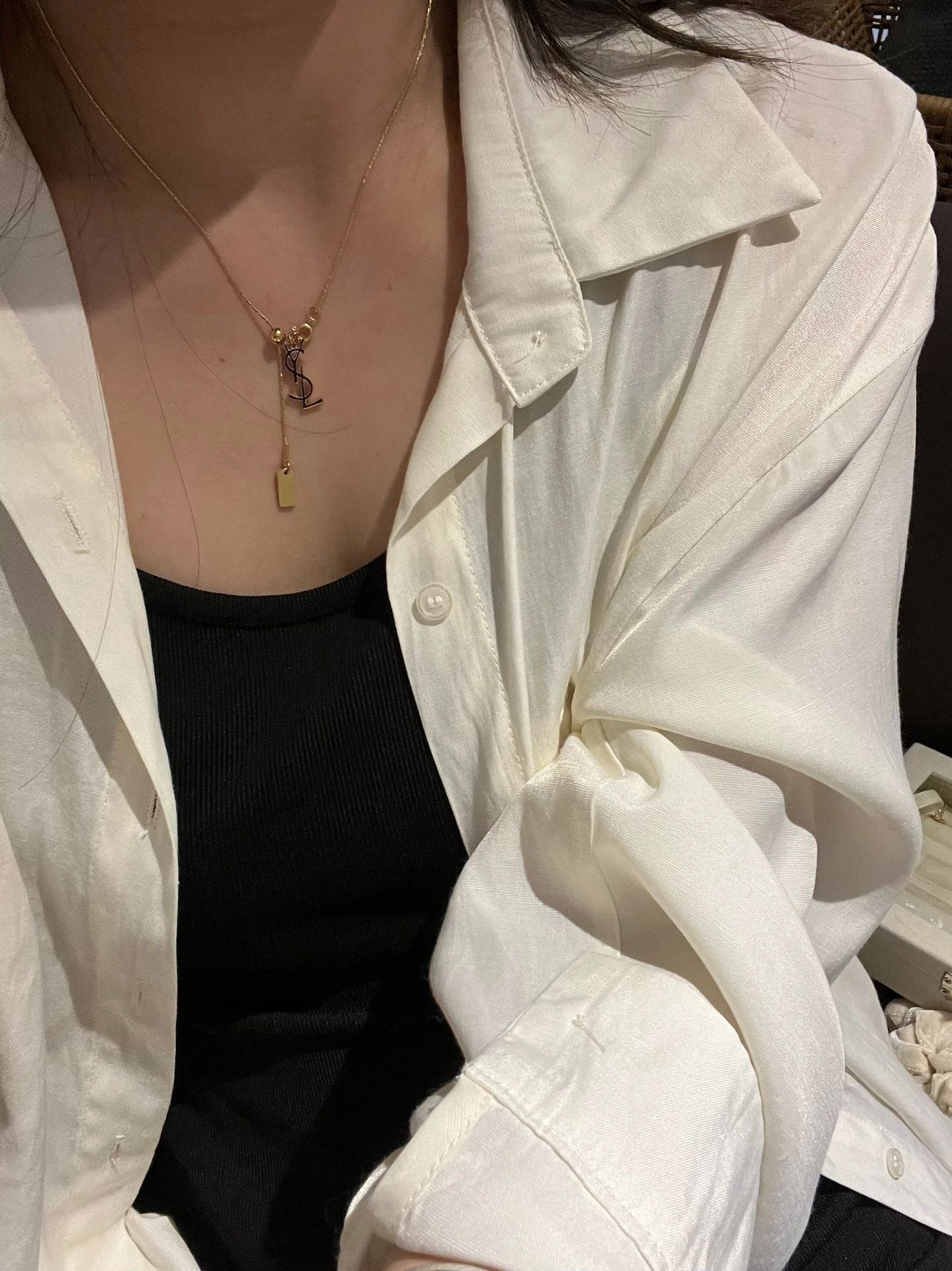 Saint Laurent Y Adjustable Brass Necklace – Luxury Designer Jewelry – product image 7